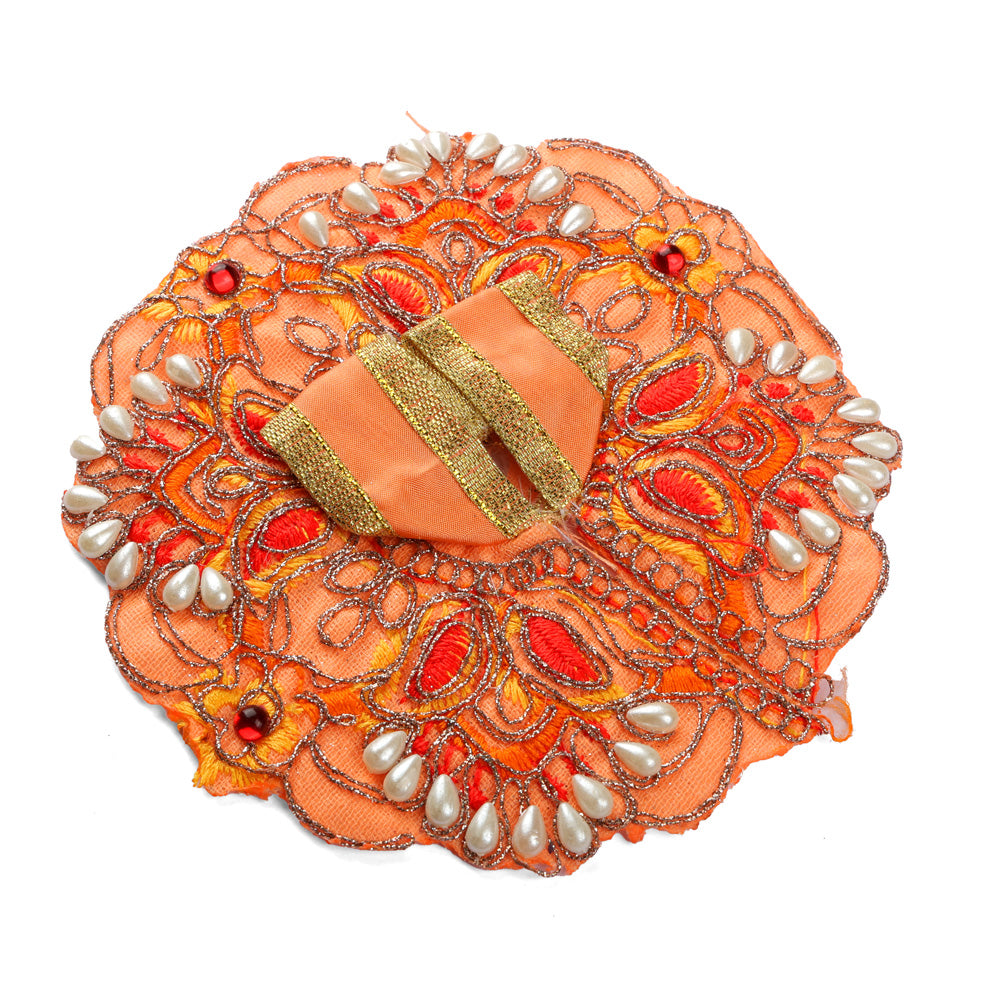 Size 1 Premium Hand Embroidered Orange Laddu Gopal Dress