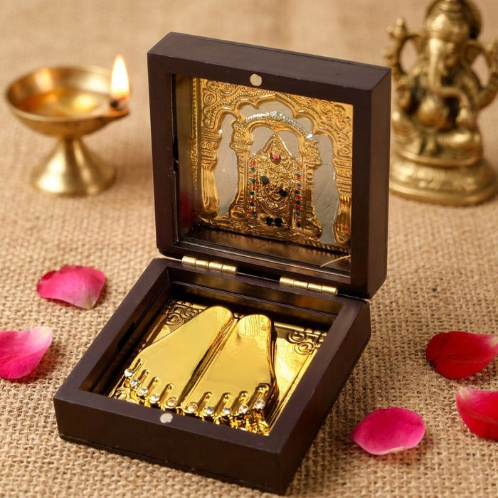 Om Shri Venkateshaya Namaha Charan Paduka Box - Small