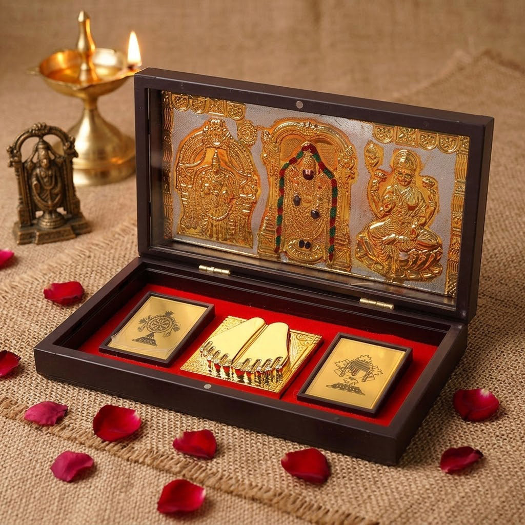 Om Shri Venkateshaya Namaha Charan Paduka Box - Big