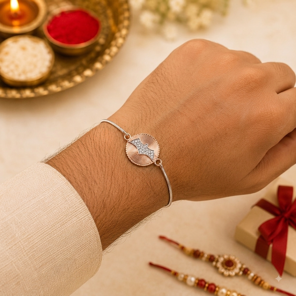 Enchanting Gleam: 925 Silver Rakhi for an Aristocratic Connection