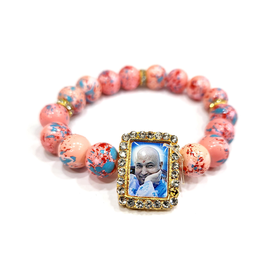 Peach With Multicolor Splash Round Pearl Bracelet