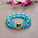 Blue Round Pearl Bracelet with Jai Guruji Swaroop Handmade Bracelets for Men and Women