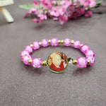 Pink Pearl Bracelet with Jai Guruji Swaroop Handmade Bracelets for Men and Women
