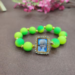 Dual Color Round Pearl Bracelet with Jai Guruji Swaroop Handmade Bracelets for Men and Women