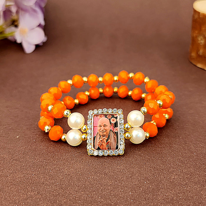 Orange Beaded Guru Ji Maharaj Handmade Bracelets for Men and Women