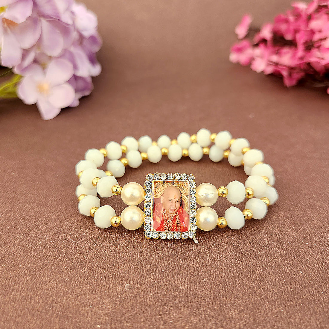 White Beaded Guru Ji Maharaj Handmade Bracelets for Men and Women