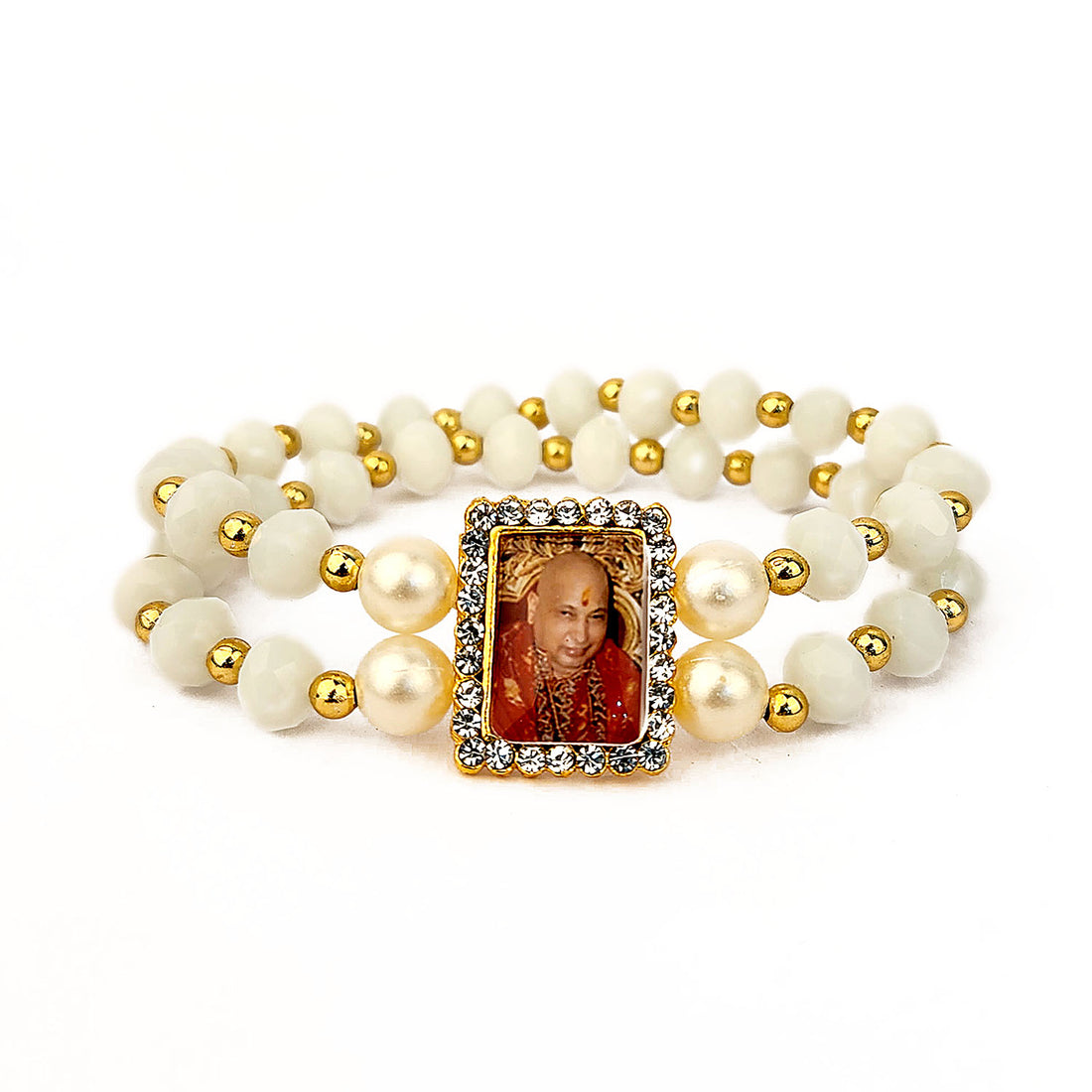 White Beaded Guru Ji Maharaj Handmade Bracelets for Men and Women