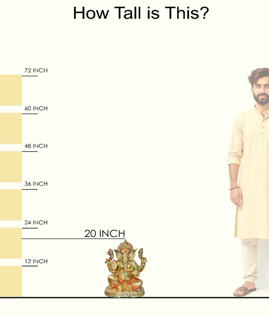 Handcrafted Brass Ganpati Idol for Home & Temple | Best for VIP Gift & Big Premium Gift | Large Ganesha Statue with Glossy Finish | 52 cm Height, 25.55 kg Weight | Best for Your Temple & Puja Decor | Premium Quality Brass Murti | India's Large Puja Accessories Brand - Satvikstore.in