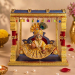 Royal Blue Metal Singhasan Jhula for Laddu Gopal