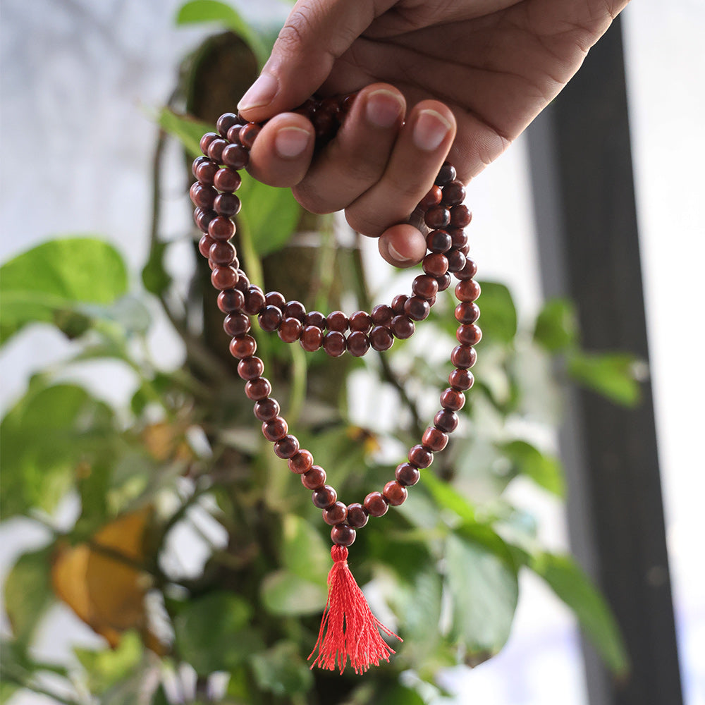 Certified 8mm 100% Original Authentic Pure Red Sandalwood Jap Mala (Thread)