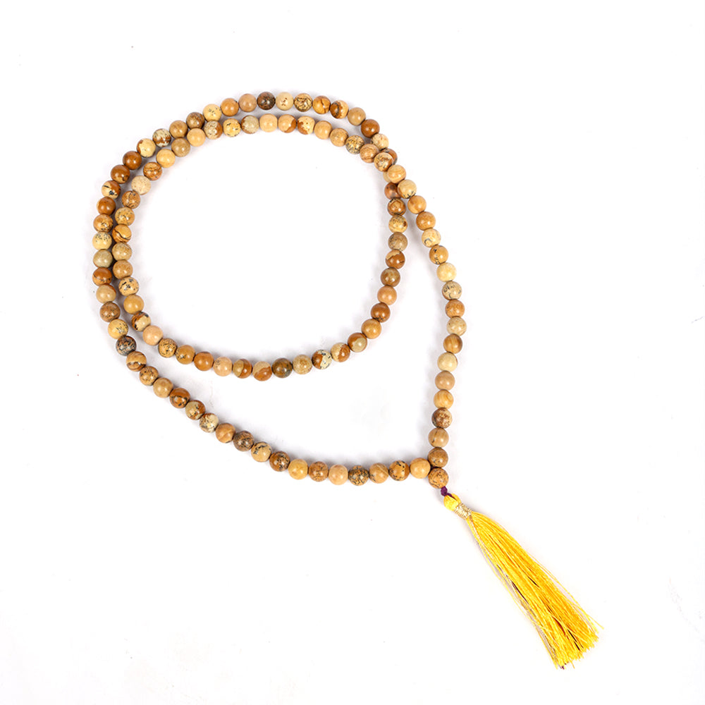 Picture Jasper Hakik Mala (108 Beads) – A Stone of Harmony & Connection