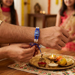 Handcrafted Dark Blue Evil Eye Motif Designer Rakhi