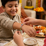 Traditional Bal Krishna Square Enamel Frame Kids Rakhi