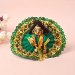 Size -1 Vibrant Green Laddu Gopal Dress with Golden Lattice Border