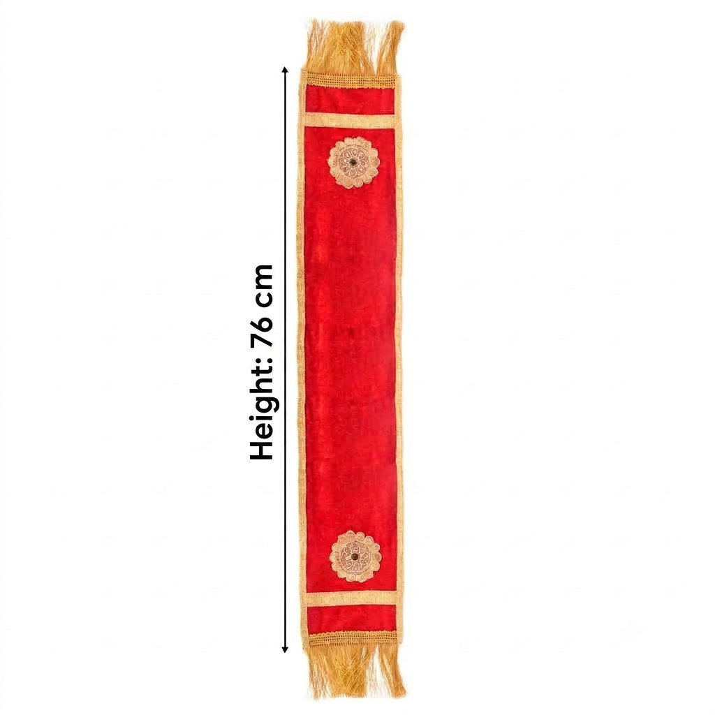Designer Red Velvet Ganpati Idol Patka with Gold Tassels