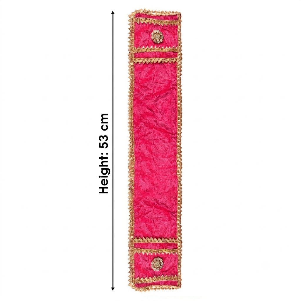 Traditional Pink Velvet Ganpati Idol Patka with Gold Border