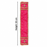 Traditional Pink Velvet Ganpati Idol Patka with Gold Border