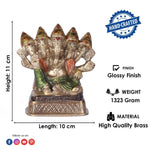 3.2 Inch Brass Panchmukhi Ganesh Statue