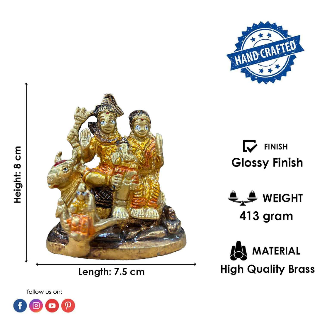 3 Inch Shiv Parivaar with Nandi idol