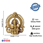 8.7 Inch Exquisite Pure Brass Goddess Lakshmi with Prabhaval Idol
