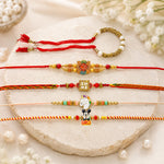 Handcrafted Om Swastik Rainbow Rakhi Combo (Set of 5)