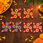Traditional Auspicious Multi-Color Flower Swastik Wall Stickers