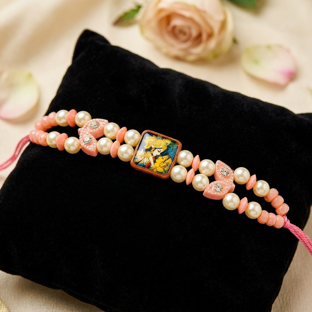 Divine Radha Krishna Graphic Centerpiece Kids Rakhi