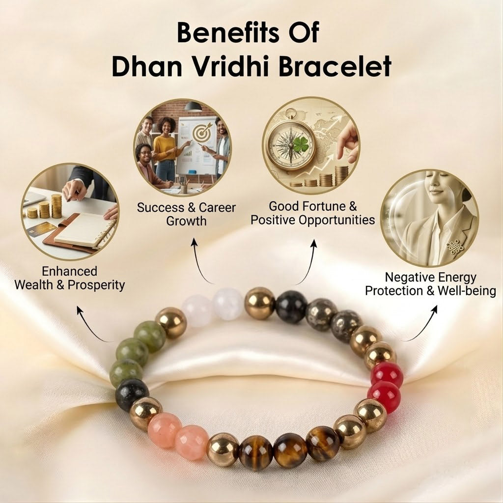 Dhan Vridhi Natural Stone Beaded Bracelet Spiritual Prosperity Wear