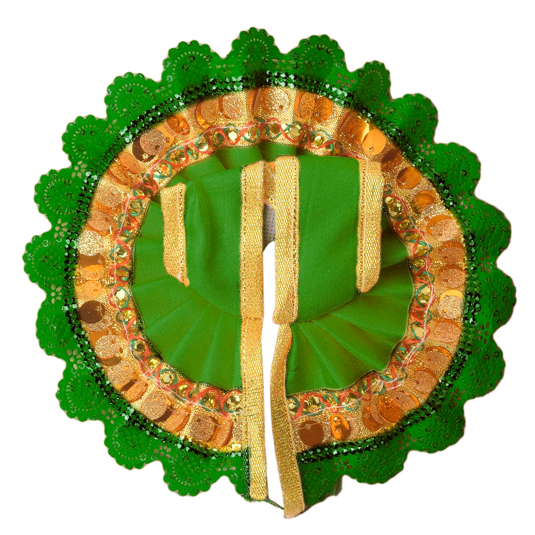 Vibrant Green Laddu Gopal Dress with Golden Border