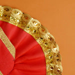 Radiant Laddu Gopal Red Dress with Golden Sequined Border