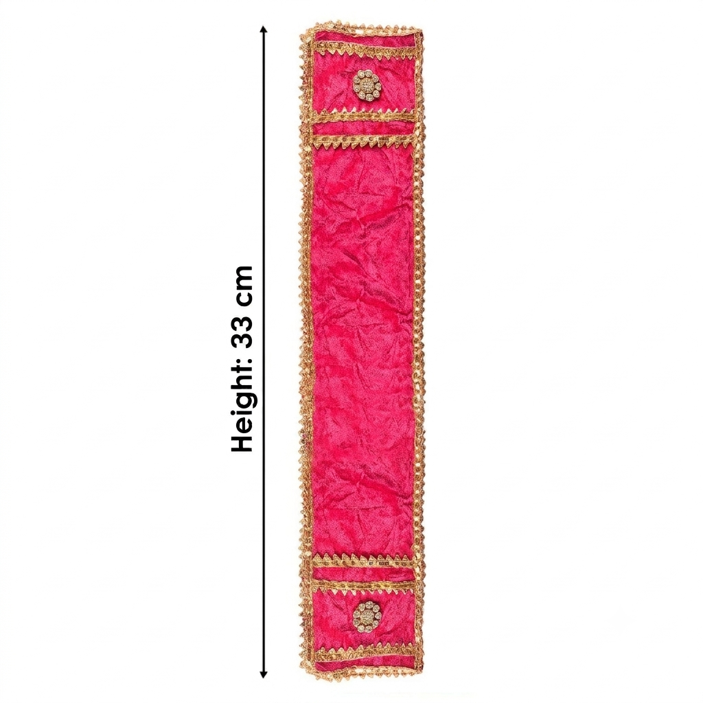 Traditional Pink Velvet Ganpati Idol Patka with Gold Border