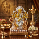 Premium Silver & Gold Sherawali Mata Resin Statue