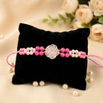 Aesthetic Clear Glass Rose Charm Beaded Designer Rakhi