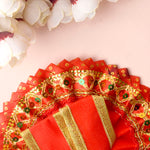 Radiant Crimson Red Laddu Gopal Dress with Golden Border