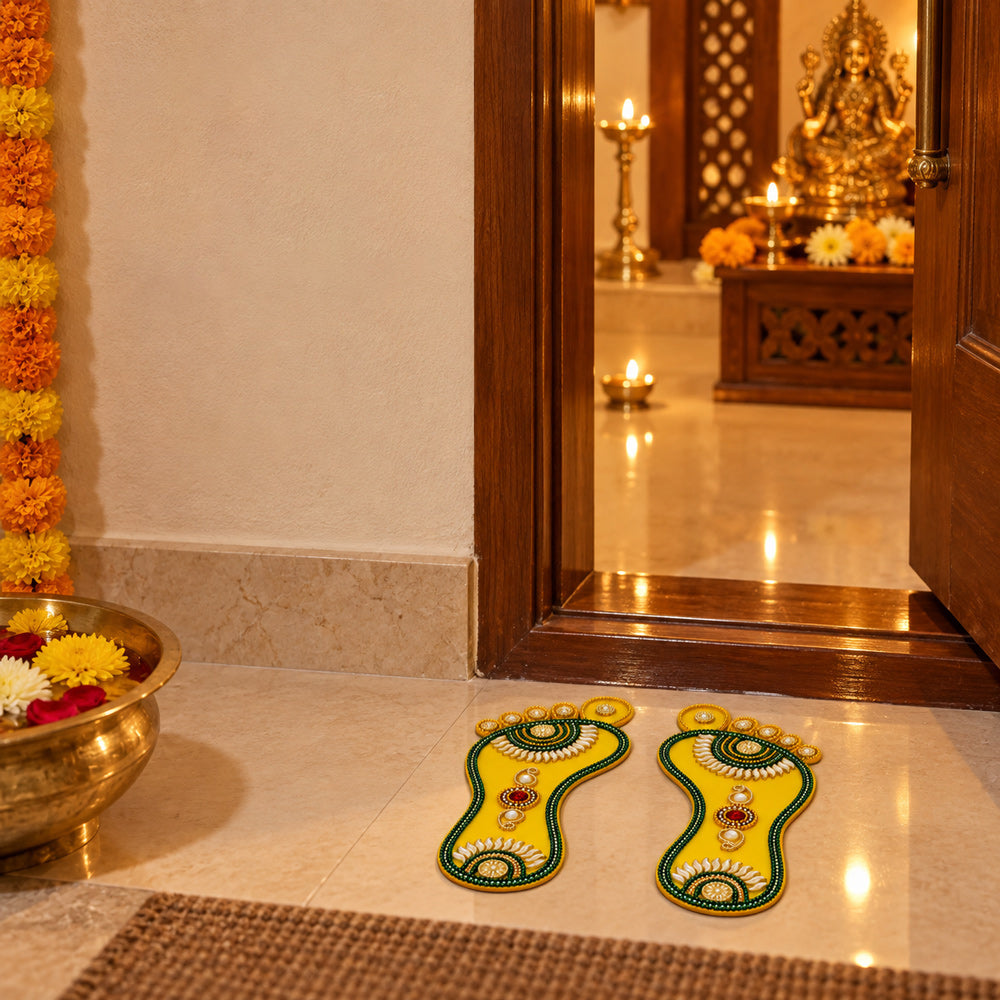 Auspicious Lakshmi Sacred Charan Paduka Wall Sticker