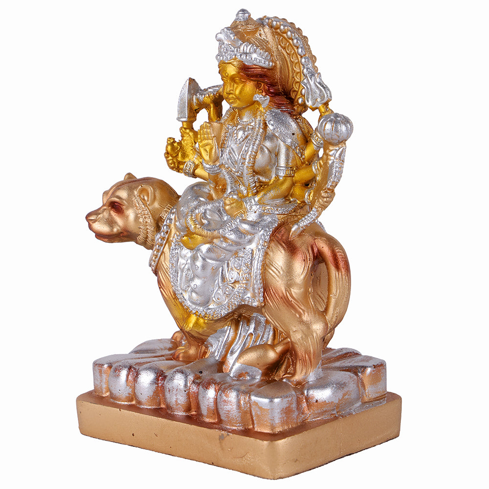 Premium Metallic Silver & Gold Maa Durga Idol Statue