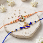 Handcrafted Pastel Floral Divine Peacock Rakhi (Set of 2)