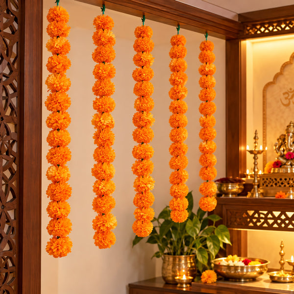 5 Feet Long Marigold Garland For Home Decoration