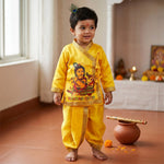 Size 2 Makhan Chor Yellow Krishna Dress with Golden Border
