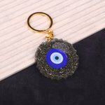 Pyrite Evil Eye Keyring Spiritual Protection & Positive Energy