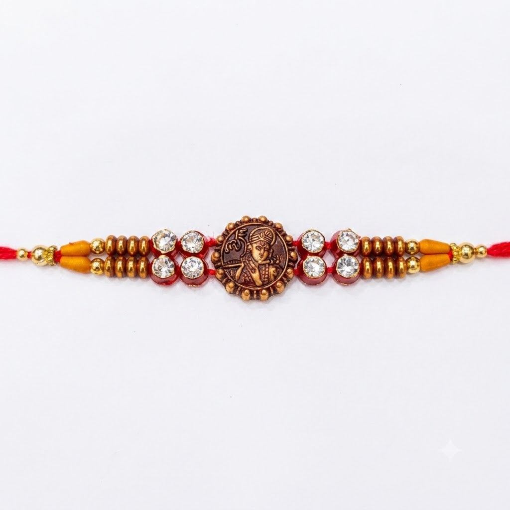Traditional Antique Krishna Coin Medallion Designer Rakhi