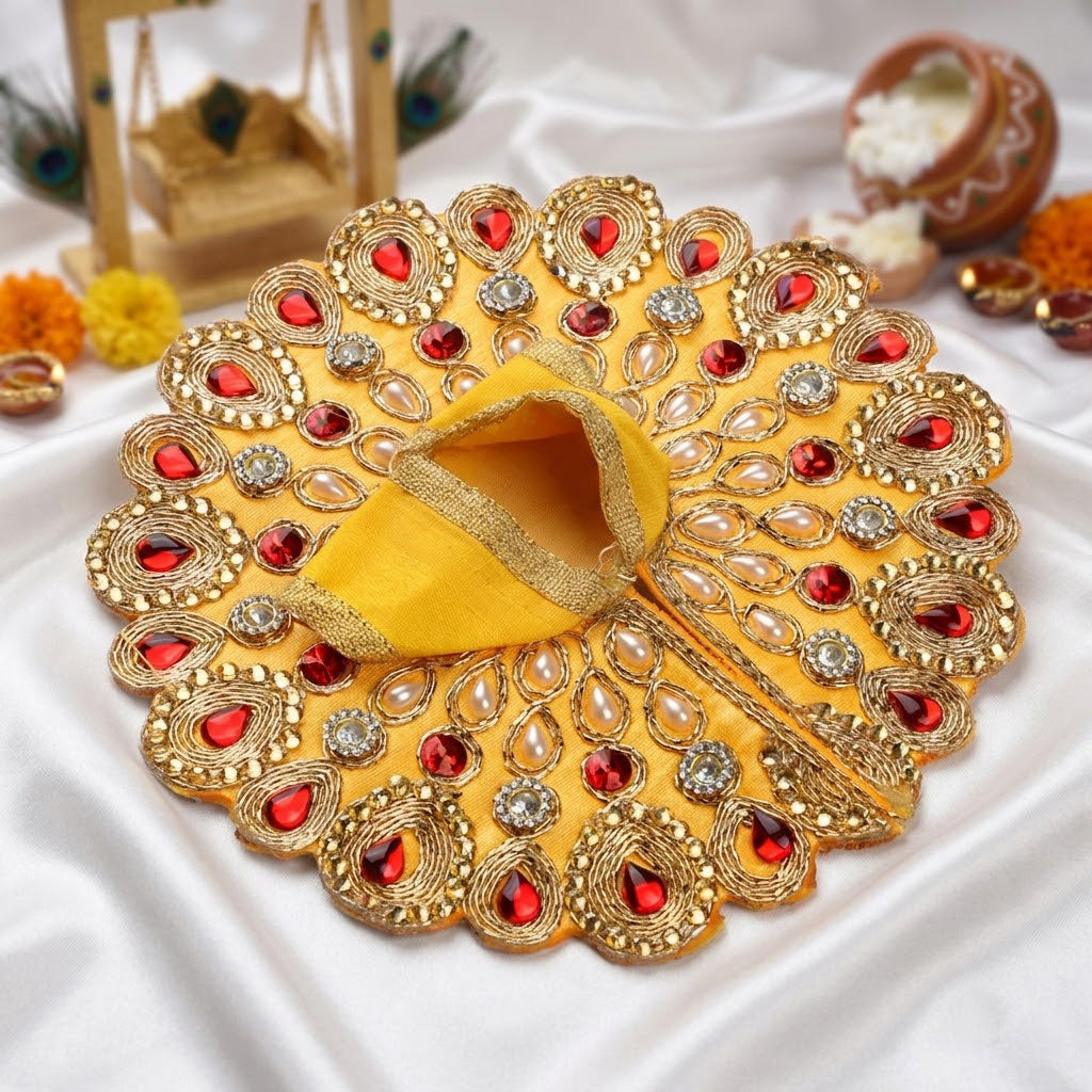 Size 2 Premium Heavy Stone & Pearl Laddu Gopal Dress