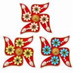 Traditional Auspicious Multi-Color Flower Swastik Wall Stickers