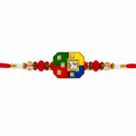 Traditional Four Color Enamel Dial Solitaire Stone Rakhi