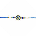Traditional Royal Blue Floral Enamel Dial Rakhi