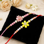 Traditional Pastel Pink and Yellow Floral Rakhi (Set of 2)