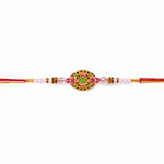Vibrant Oval Gold Enamel Bro Centerpiece Designer Rakhi