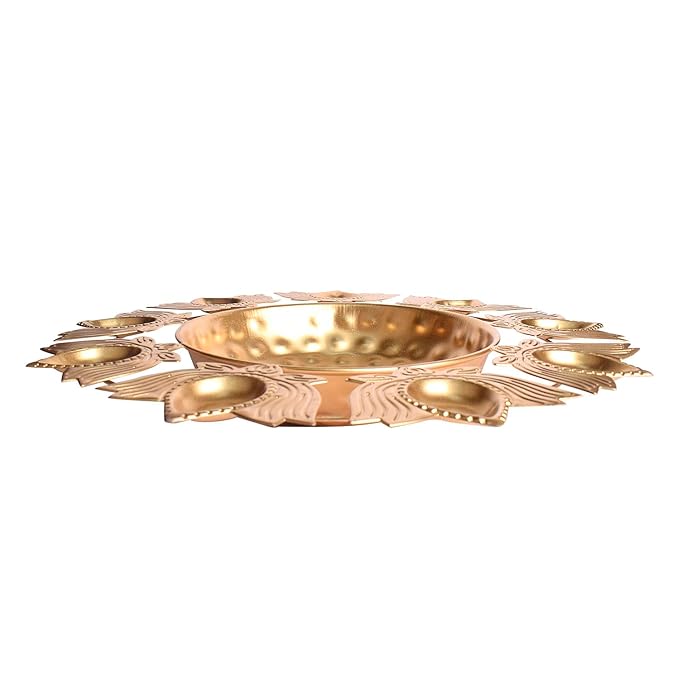 Lotus Petals Shape Metal Urli With Tea Light