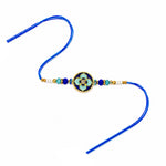 Traditional Royal Blue Floral Enamel Dial Rakhi