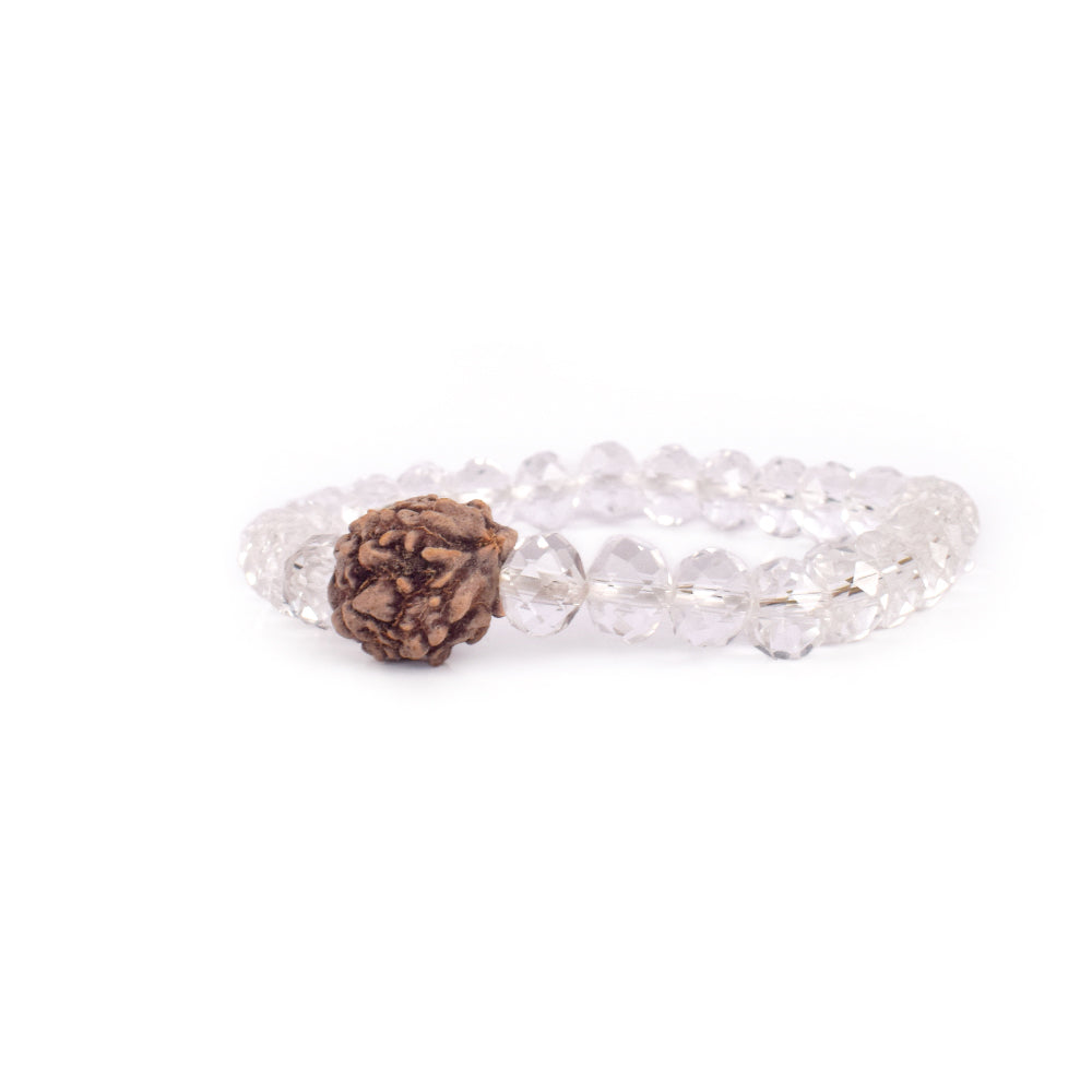 3 Mukhi Rudraksha Glass crystal beads Bracelet